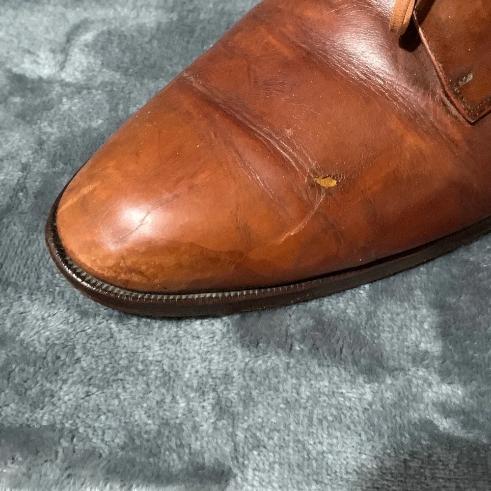 Bally Mens Brown Leather Derby Dress Shoes Made in Italy Lace Up Plain Toe 9.5